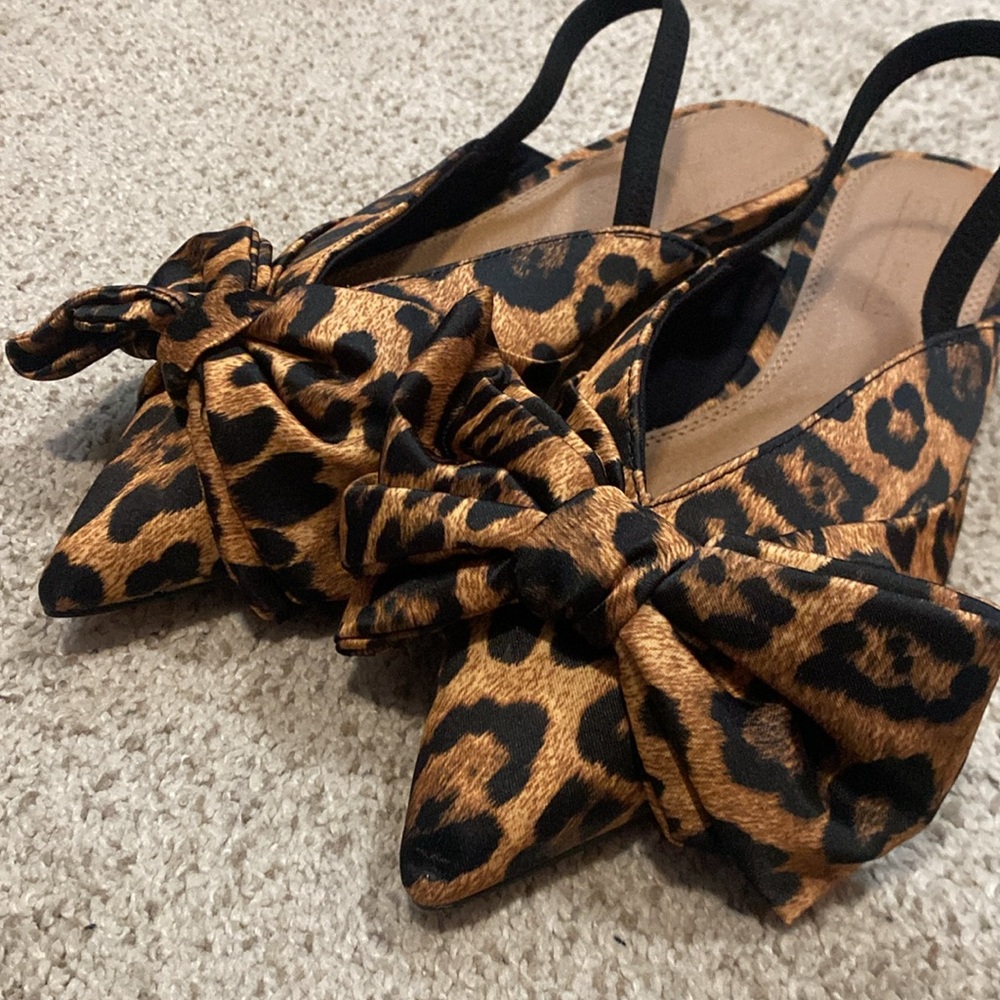 ASOS leopard bow flats, NWOB